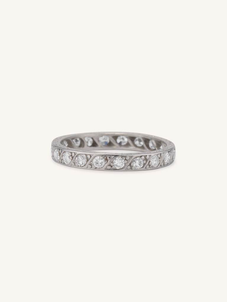 Art Deco .65 Carat Single Cut Diamond Platinum Antique Eternity Band – Size 5.75