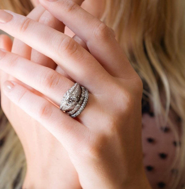 Art Deco .72 Carat Old Mine Cushion Cut Filigree Ring