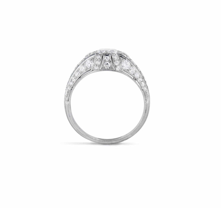 Art Deco .72 Carat Old Mine Cushion Cut Filigree Ring