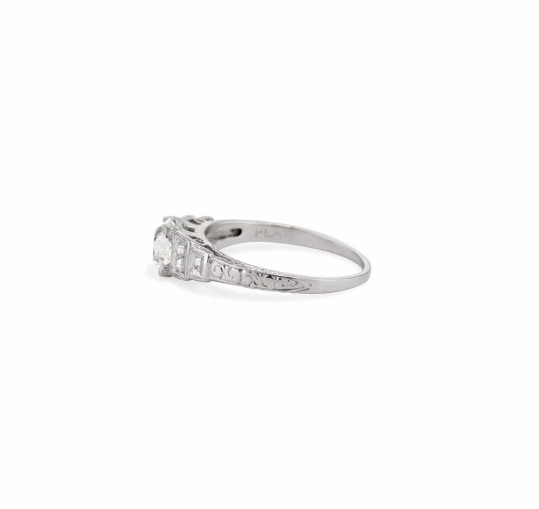 Art Deco .73 Carat Old European Diamond and Platinum Engagement Ring