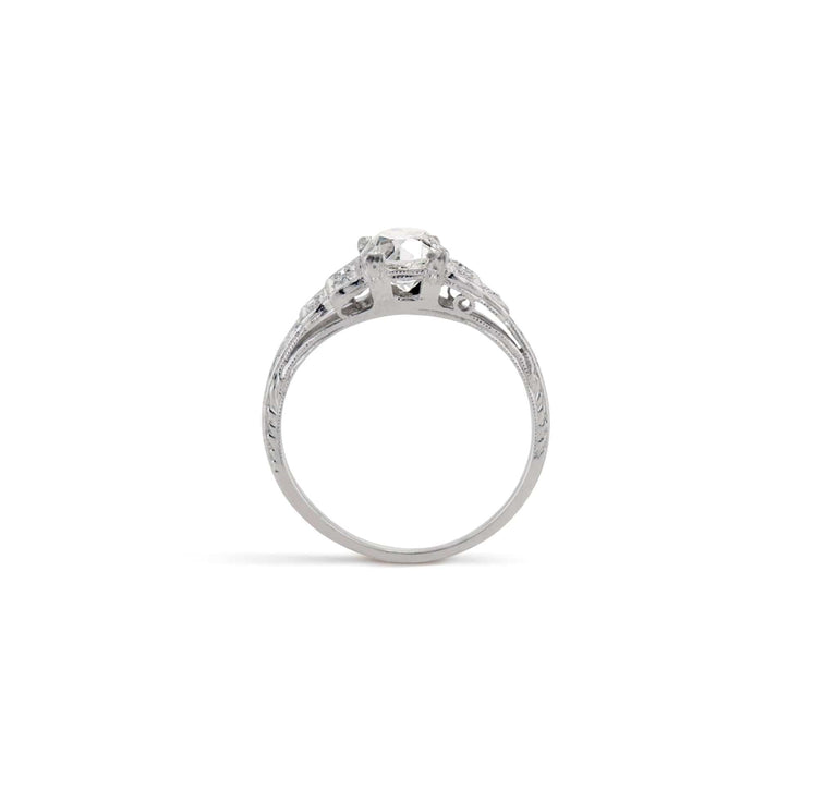 Art Deco .73 Carat Old European Diamond and Platinum Engagement Ring