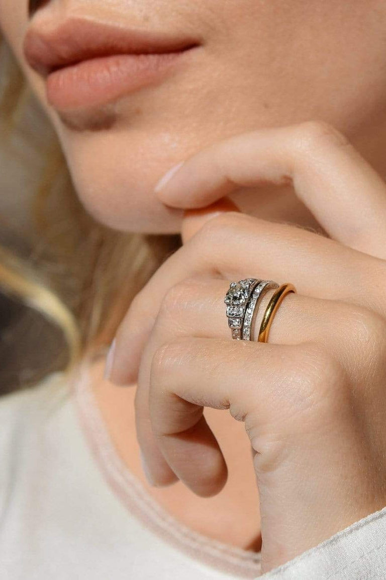 Art Deco .73 Carat Old European Diamond and Platinum Engagement Ring