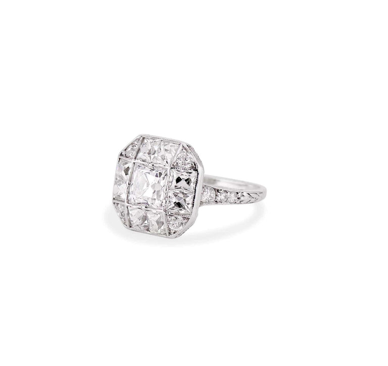 Art Deco .75 Carat French Cut Diamond Ring
