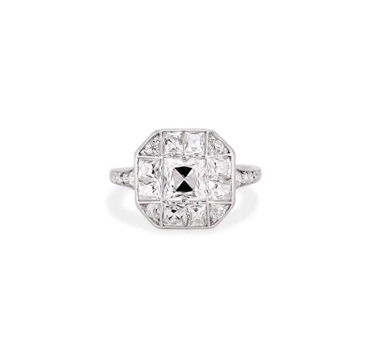 Art Deco .75 Carat French Cut Diamond Ring