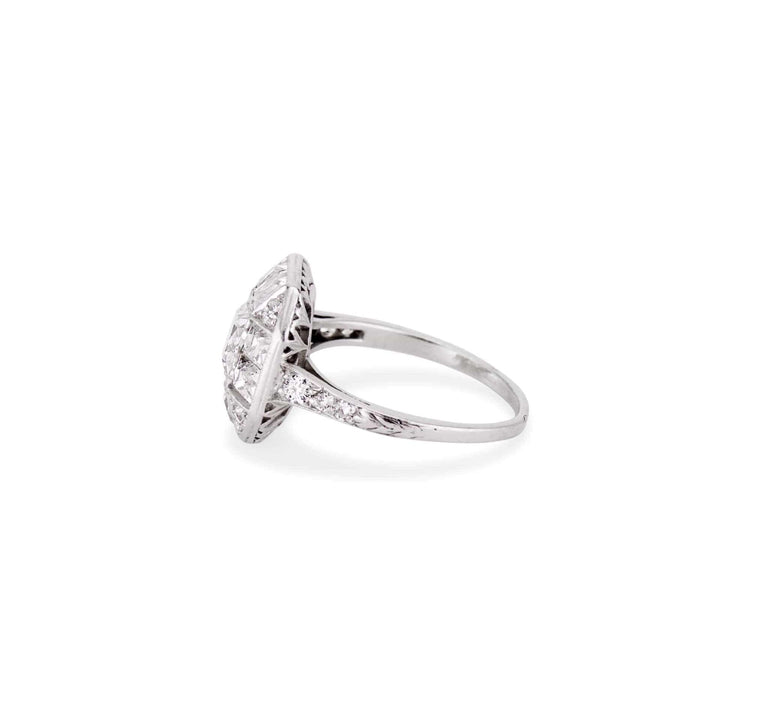 Art Deco .75 Carat French Cut Diamond Ring