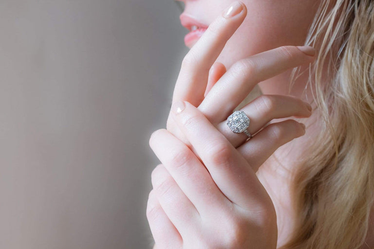 Art Deco .75 Carat French Cut Diamond Ring