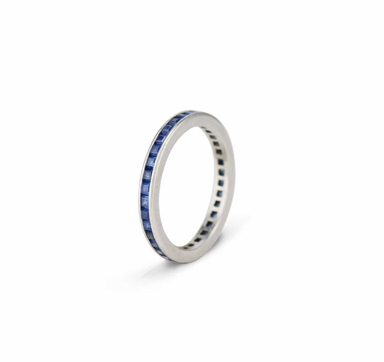 Art Deco .75 Carat Square Cut Sapphire Eternity Band