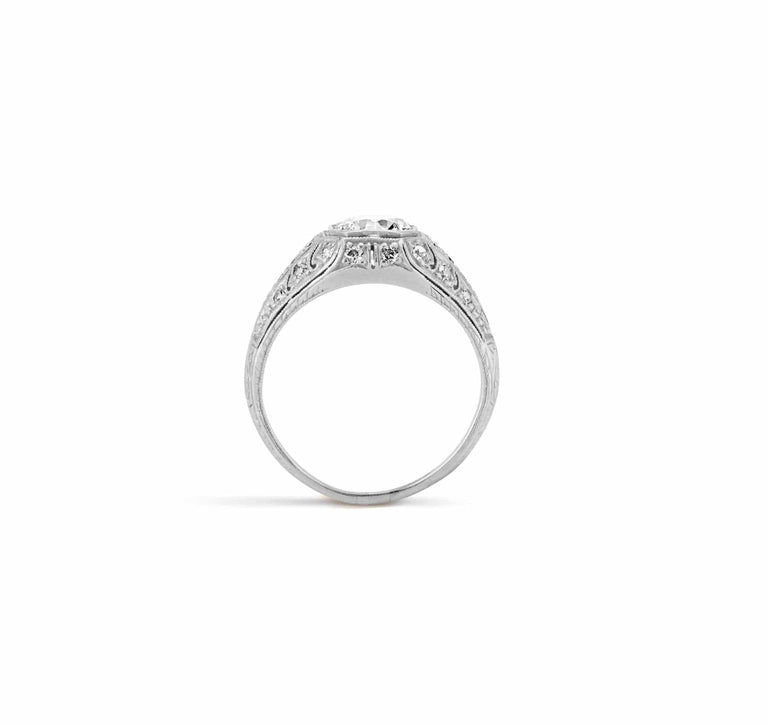 Art Deco .75 Carat Transitional Cut Diamond Filigree Ring
