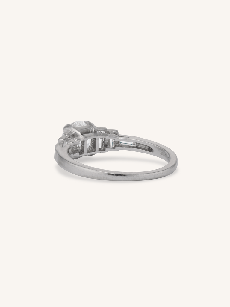 Art Deco Transitional & Baguette Cut Diamond Engagement Ring