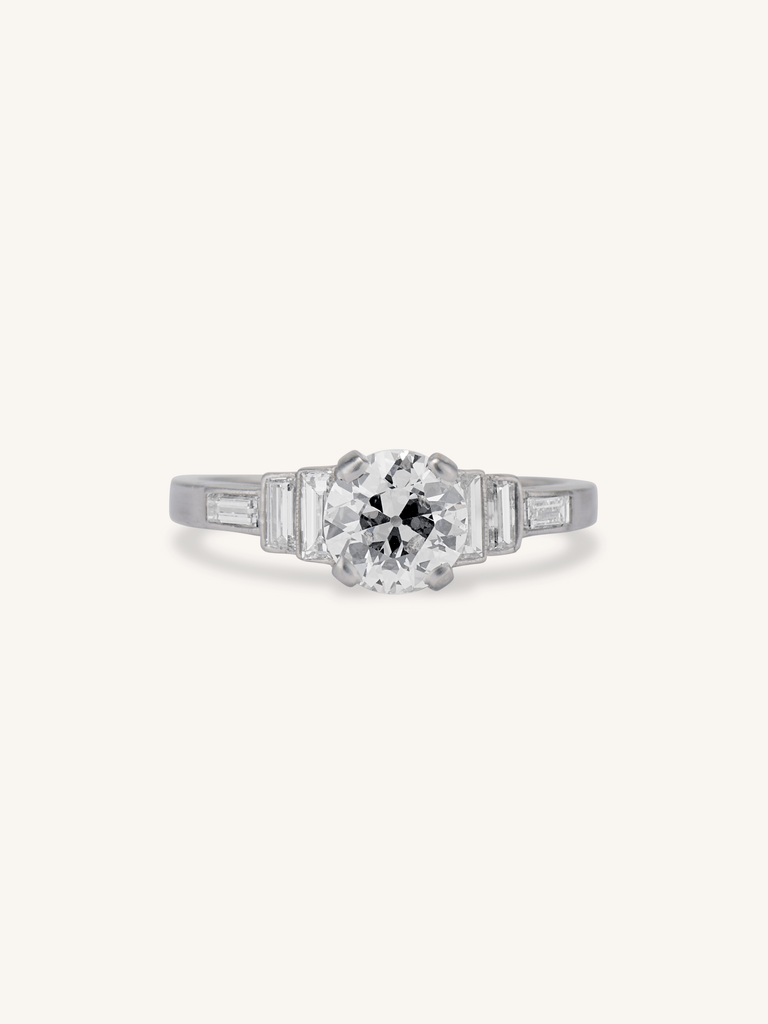 Art Deco Transitional & Baguette Cut Diamond Engagement Ring