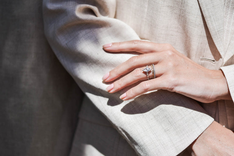 Art Deco .77 Carat Marquise Diamond Solitaire Engagement Ring