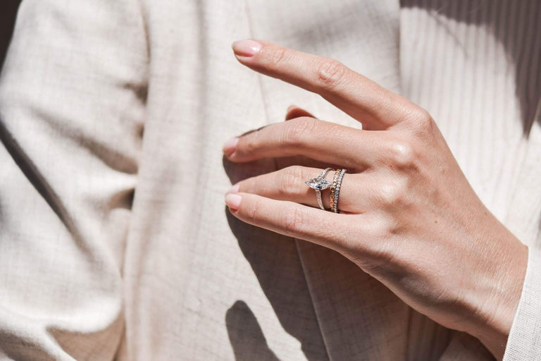 Art Deco .77 Carat Marquise Diamond Solitaire Engagement Ring