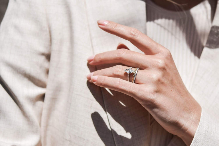 Art Deco .77 Carat Marquise Diamond Solitaire Engagement Ring