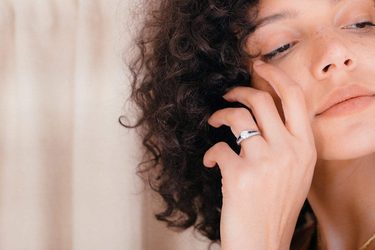 Art Deco .80 Carat Diamond & Sapphire Filigree Ring