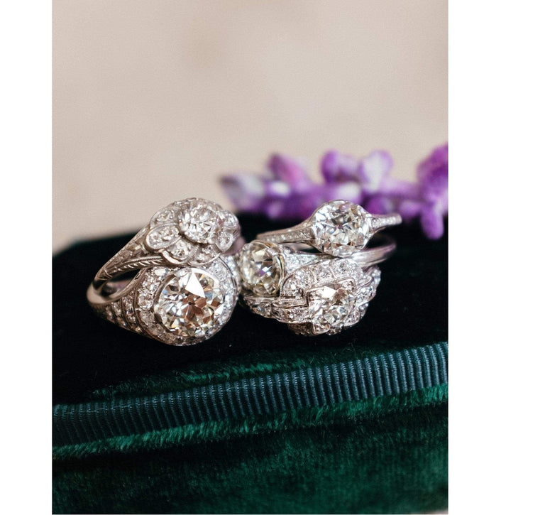 Art Deco .85 Carat Transitional Cut Diamond Ring