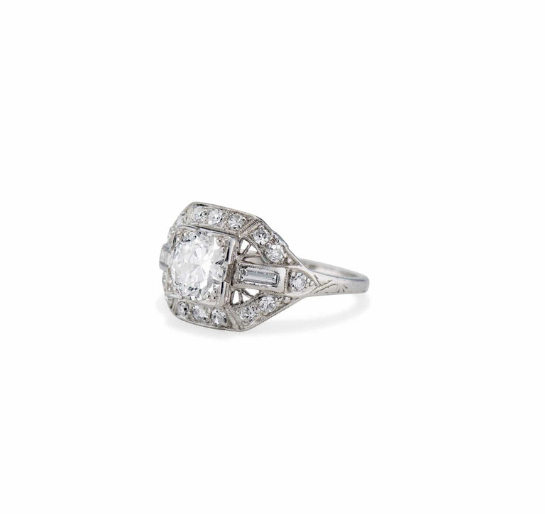 Art Deco .90 Old European Cut Diamond Engagement Ring