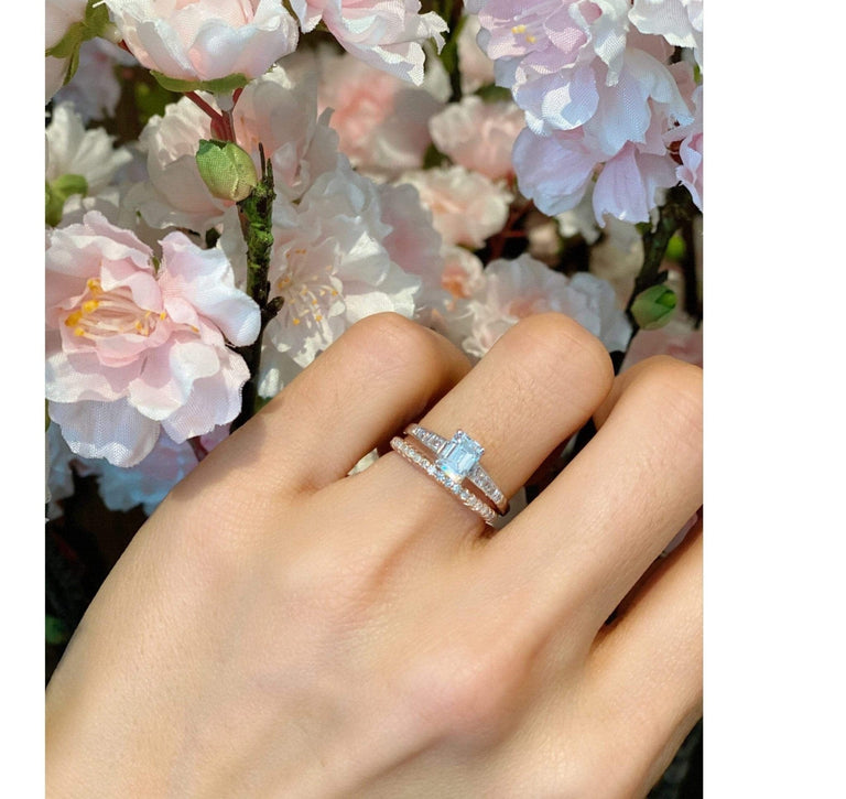Art Deco .91 Carat Emerald Cut Diamond Ring