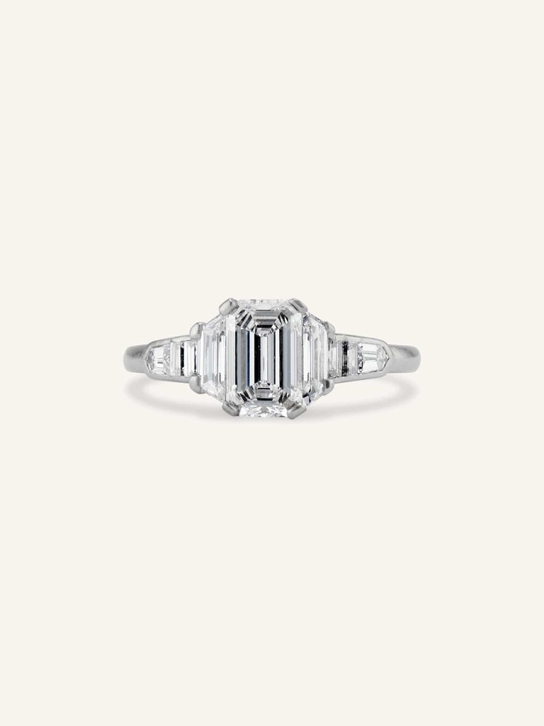 Art Deco .97 Carat Emerald Cut Diamond Vintage Engagement Ring