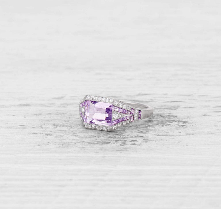 ART DECO AMETHYST AND DIAMOND ENGAGEMENT RING