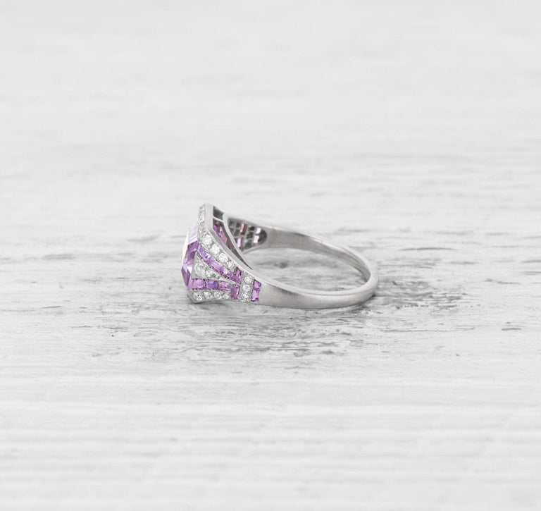 ART DECO AMETHYST AND DIAMOND ENGAGEMENT RING