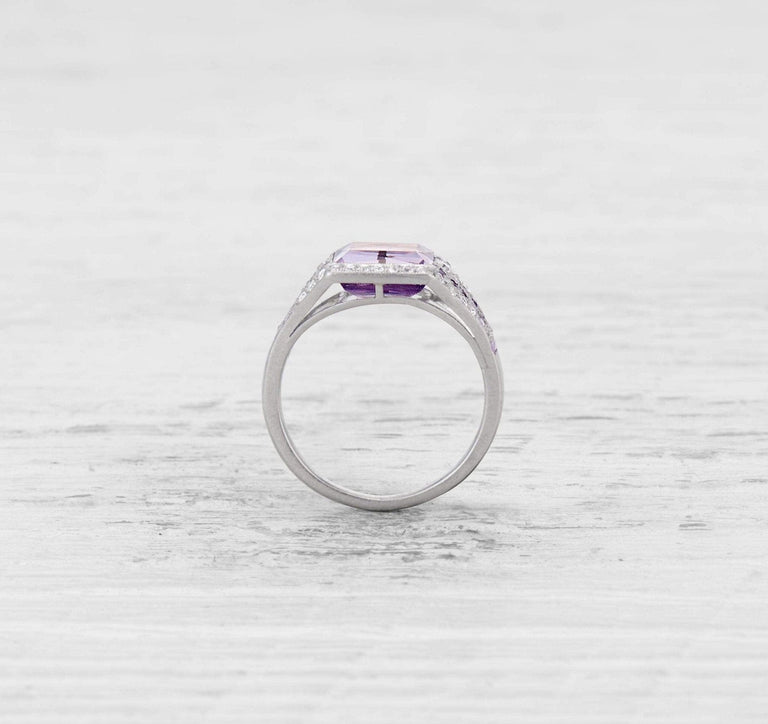 ART DECO AMETHYST AND DIAMOND ENGAGEMENT RING
