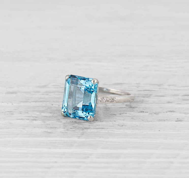 Art Deco Aquamarine and Diamond Ring