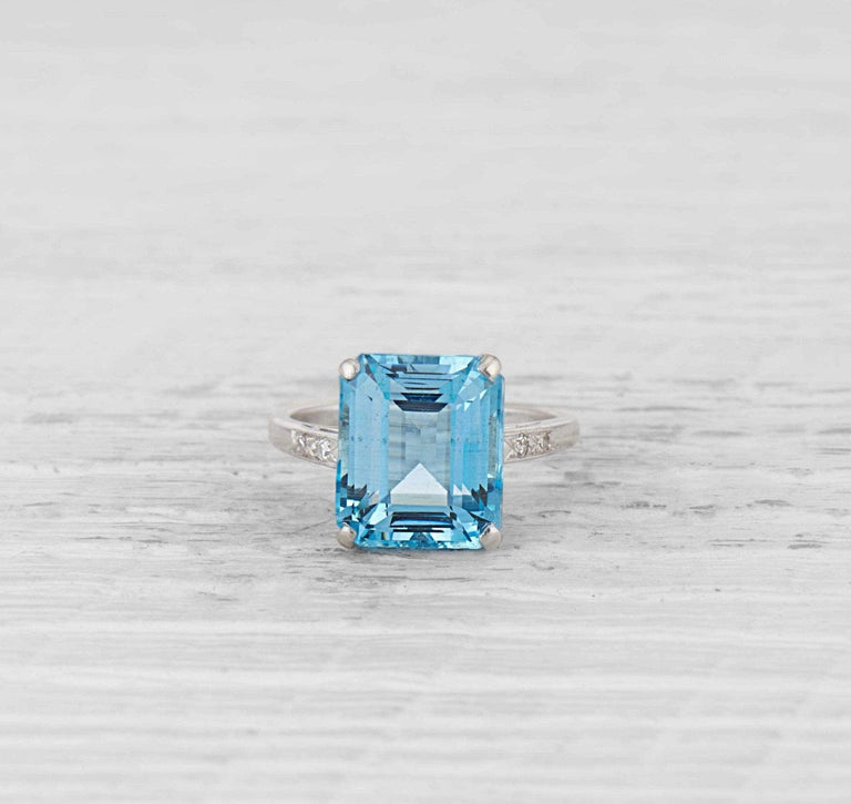 Art Deco Aquamarine and Diamond Ring