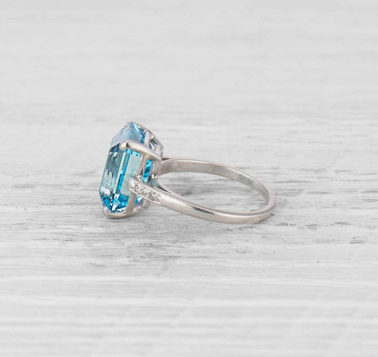 Art Deco Aquamarine and Diamond Ring