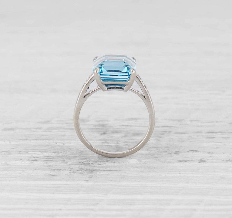 Art Deco Aquamarine and Diamond Ring
