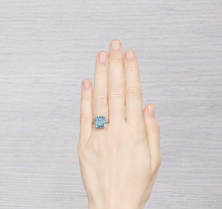 Art Deco Aquamarine and Diamond Ring