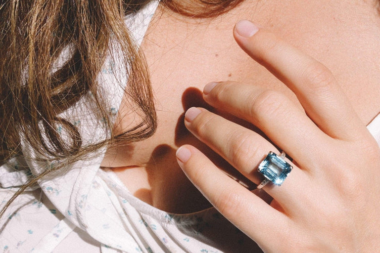 Art Deco Aquamarine and Diamond Ring