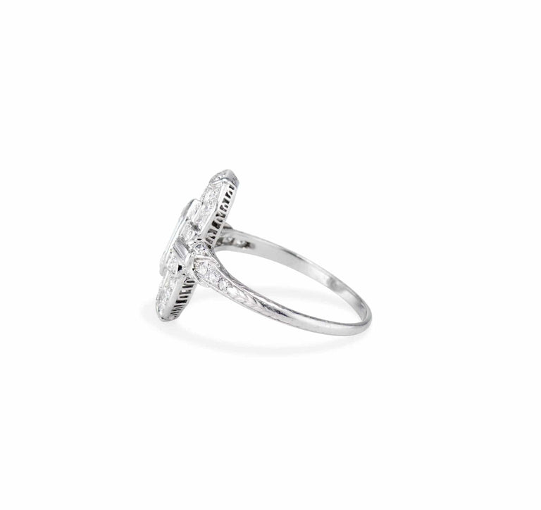 Art Deco Bullet Shaped Diamond Engagement Ring