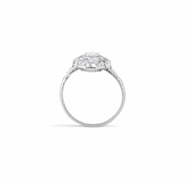 Art Deco Bullet Shaped Diamond Engagement Ring