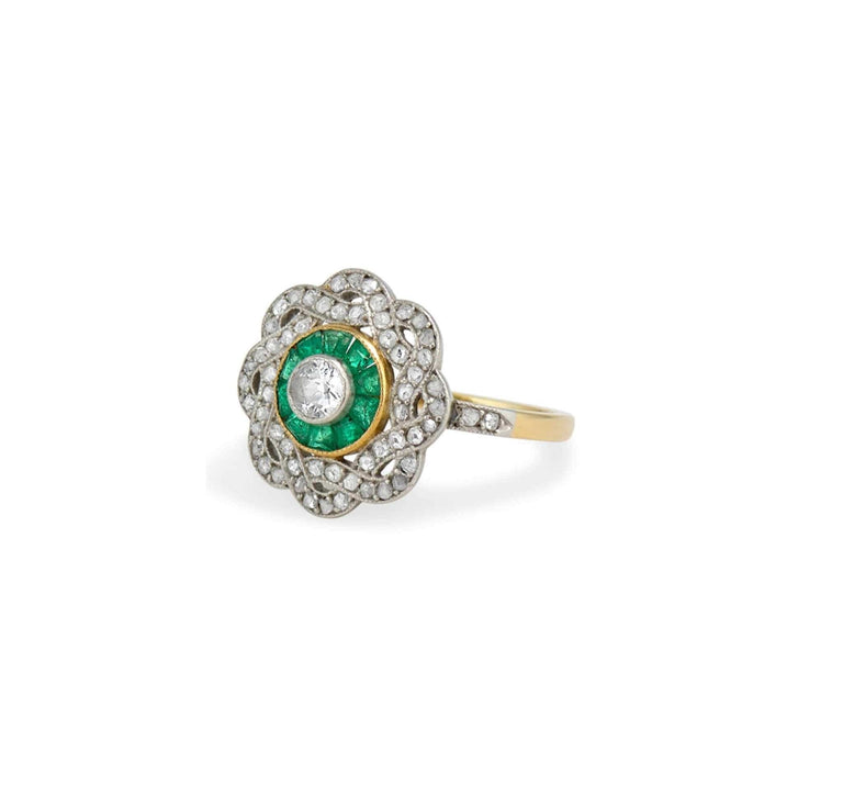 Art Deco Diamond and Emerald Ring