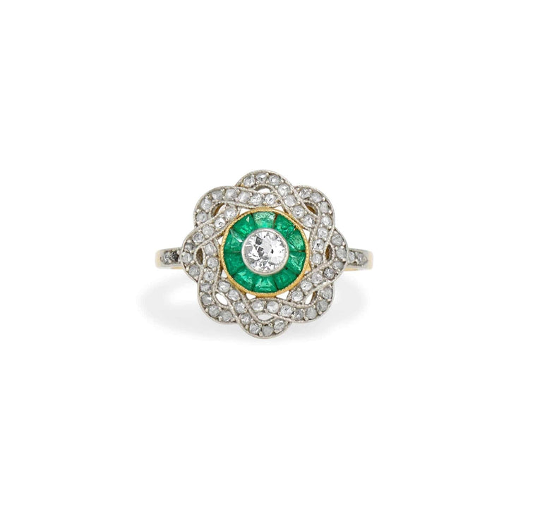 Art Deco Diamond and Emerald Ring