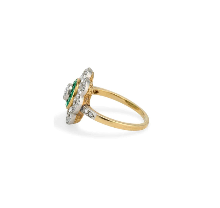 Art Deco Diamond and Emerald Ring
