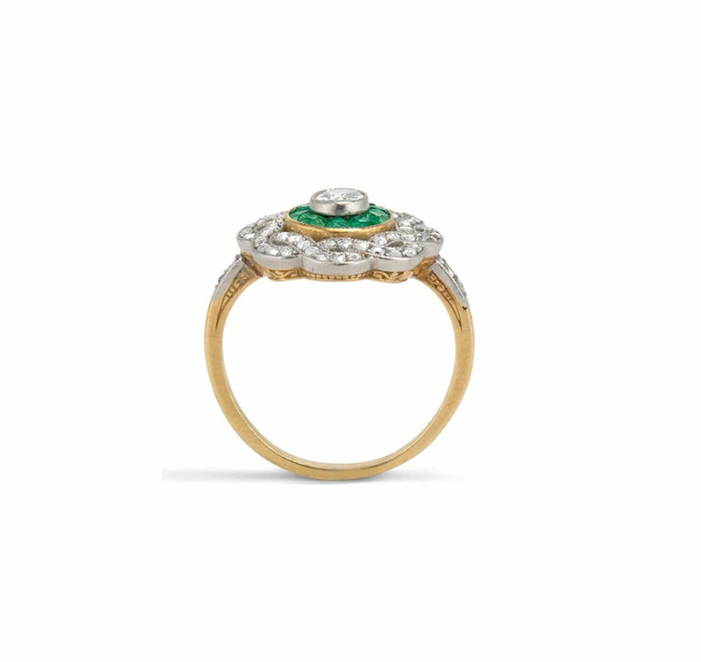 Art Deco Diamond and Emerald Ring