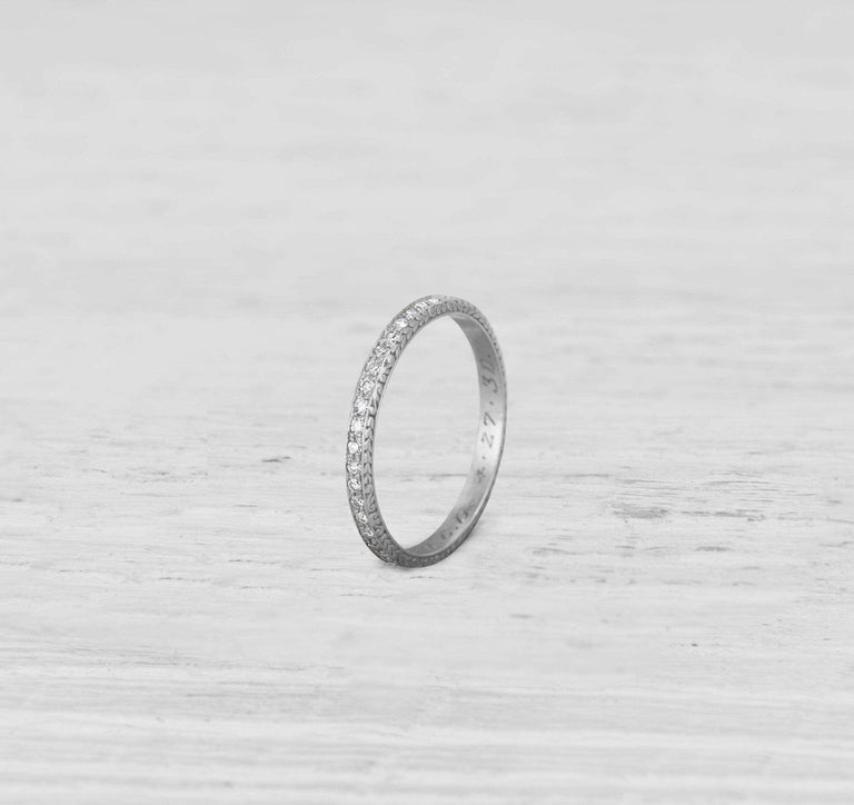 ART DECO DIAMOND AND PLATINUM ETERNITY BAND RING SIZE 5