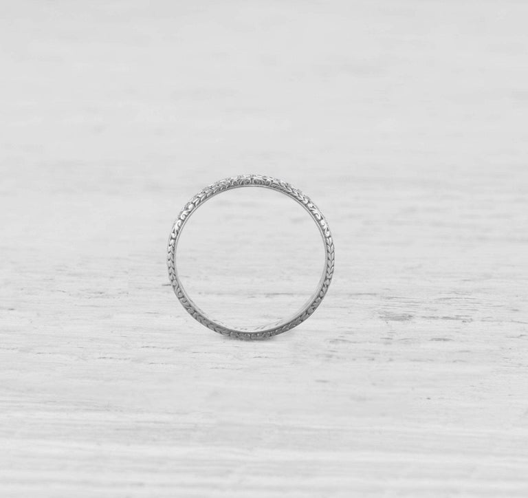 ART DECO DIAMOND AND PLATINUM ETERNITY BAND RING SIZE 5