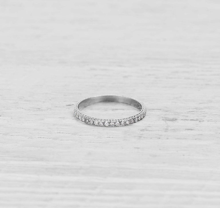 ART DECO DIAMOND AND PLATINUM ETERNITY BAND RING SIZE 5