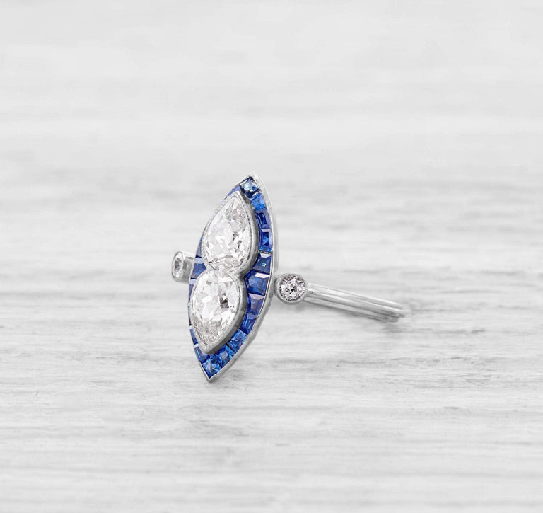 ART DECO DIAMOND AND SAPPHIRE ENGAGEMENT RING