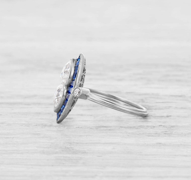 ART DECO DIAMOND AND SAPPHIRE ENGAGEMENT RING