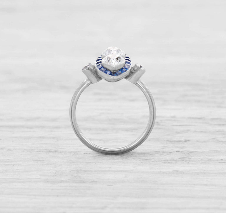 ART DECO DIAMOND AND SAPPHIRE ENGAGEMENT RING