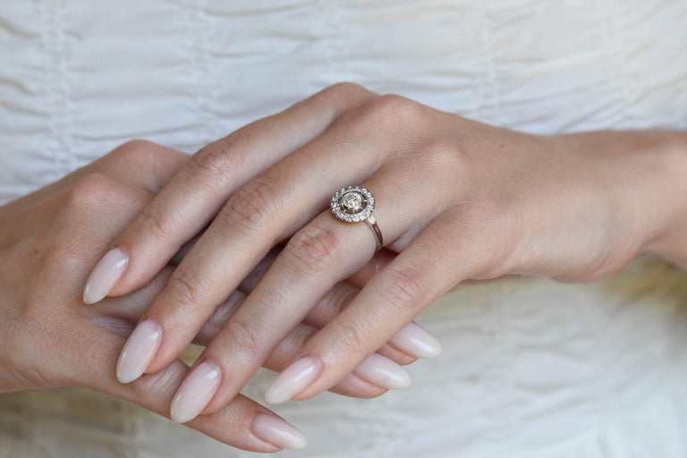 Art Deco Old European Cut Diamond Cluster Vintage Engagement Ring, France