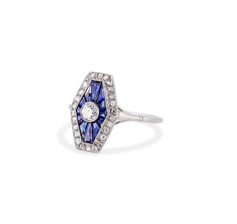 Art Deco Diamond & Sapphire Ring