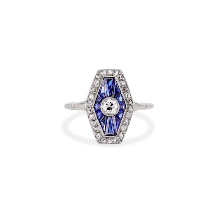 Art Deco Diamond & Sapphire Ring