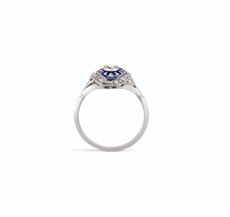 Art Deco Diamond & Sapphire Ring
