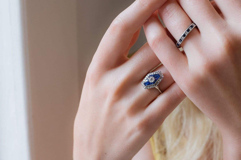 Art Deco Diamond & Sapphire Ring