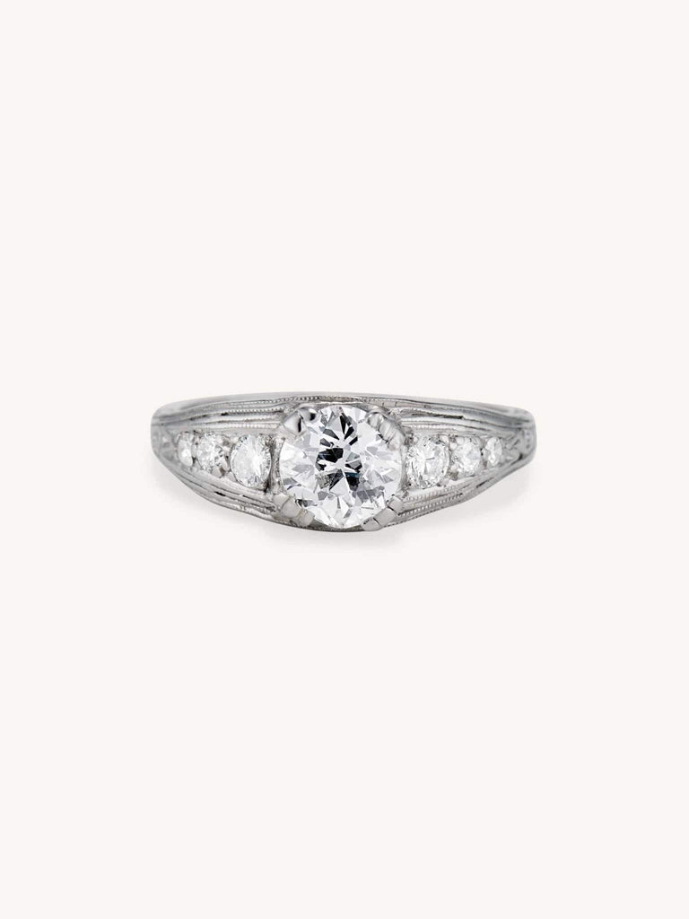 Art Deco Dome Diamond Engagement Ring