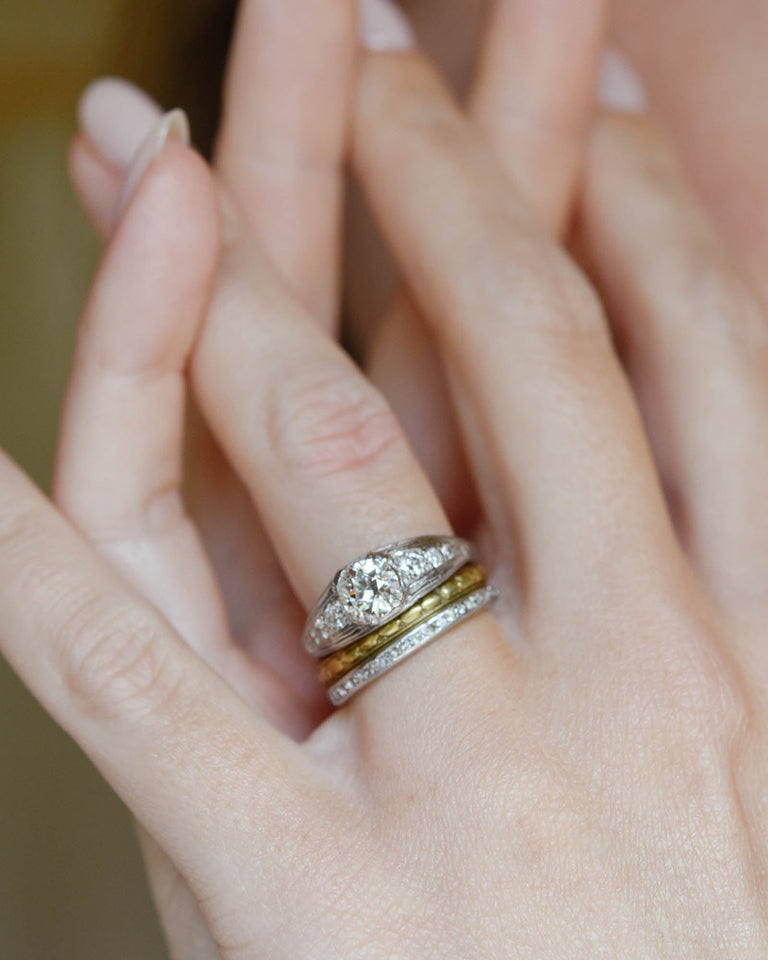 Art Deco Dome Diamond Engagement Ring